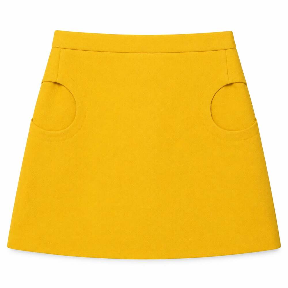 Michael Kors Italian Made Vibrant Yellow A-Line Mini Skirt with Curved Pockets